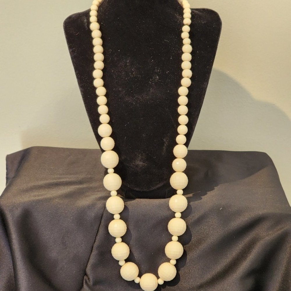 Vintage Off-White Beaded Necklace - made in Germany.